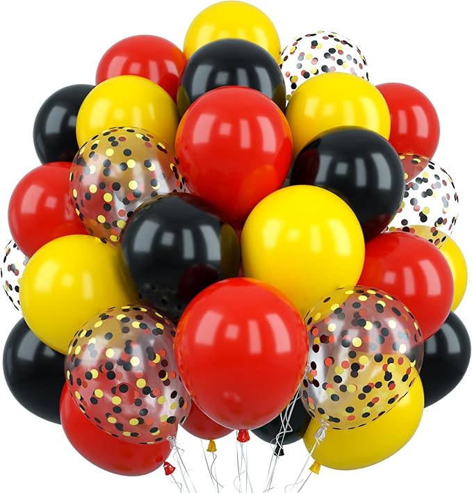12Inch Red Yellow Black Balloons, Color Helium Party Balloon Yellow Red Black by Jobkoo