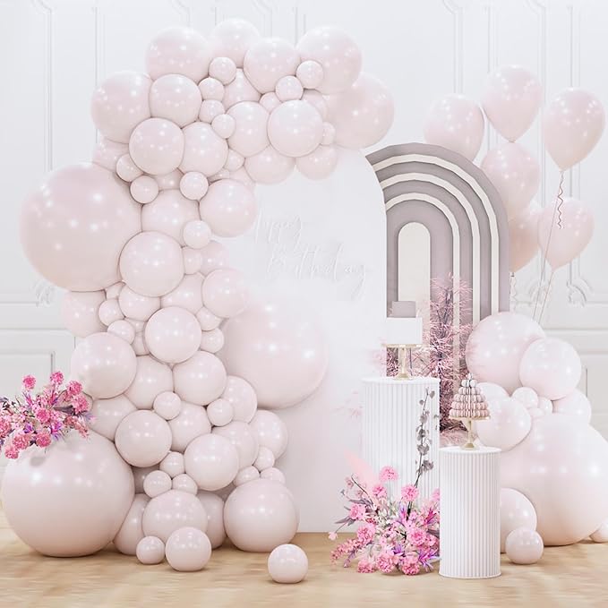 PartyWoo Beige Balloons 155pcs Different Sizes of 18 12 10 5 Inch Boho Cream by PartyWoo