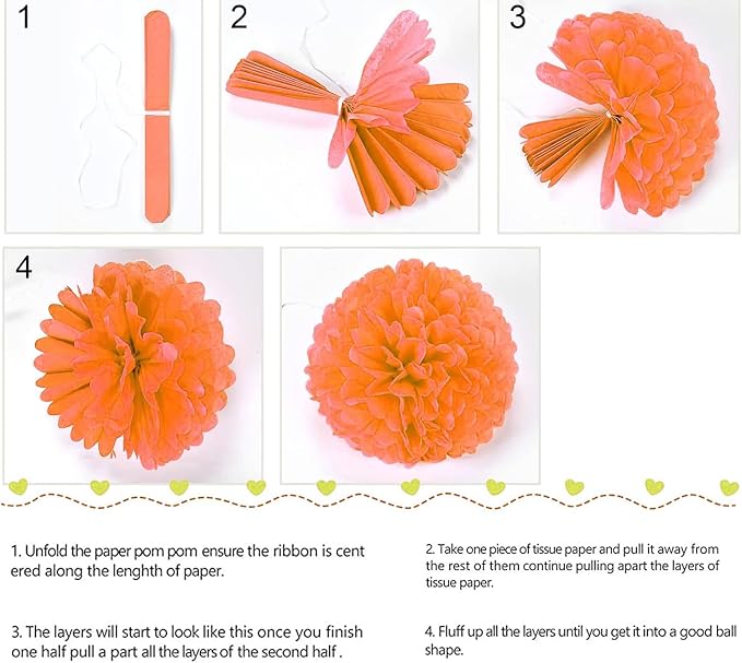 Red White and Blue Tissue Pom Poms Paper Kit DIY Decorative Flowers Ball - Image 4