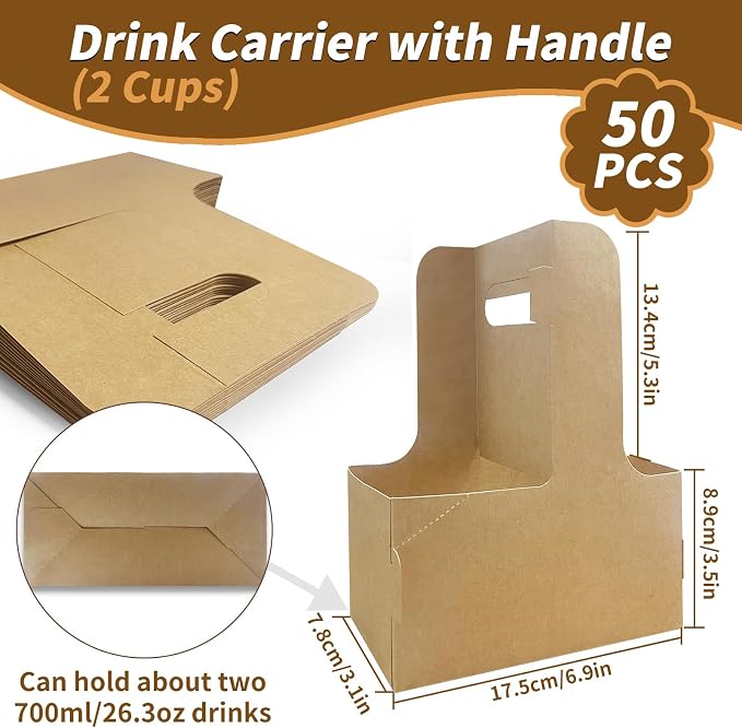 50 Pcs Coffee Drink Carrier - Image 2