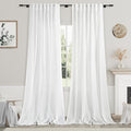 Extra Long White Curtain 108 inches Long 2 Panels Set by Nanspring