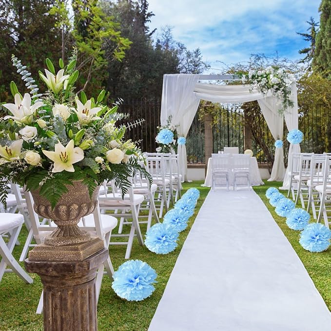 18pcs Tissue Hanging Paper Pom-poms, Hmxpls Flower Ball Wedding Party Outdoor - Image 7