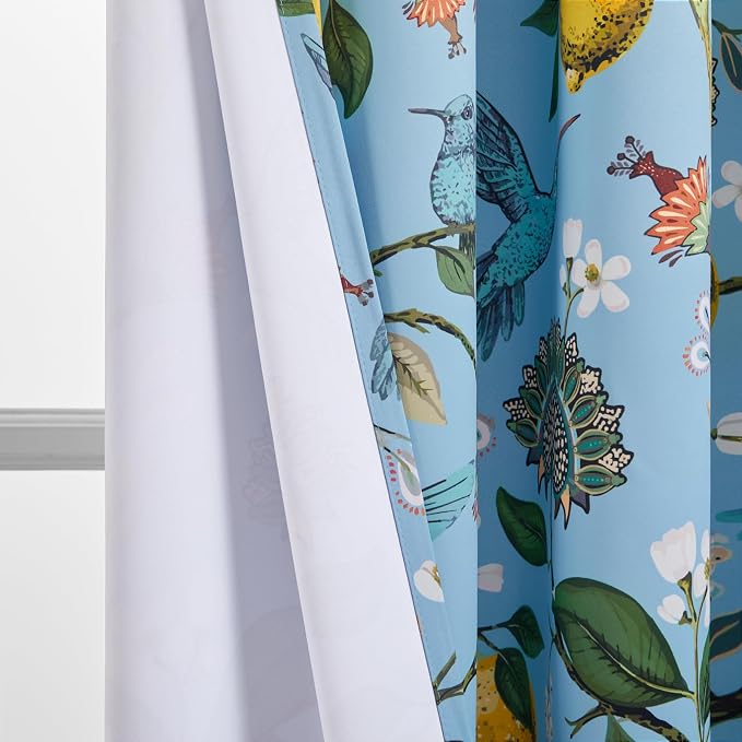 Topfinel Kitchen Curtains 45 Inch Length Blue Vintage Blackout Curtains - Image 7