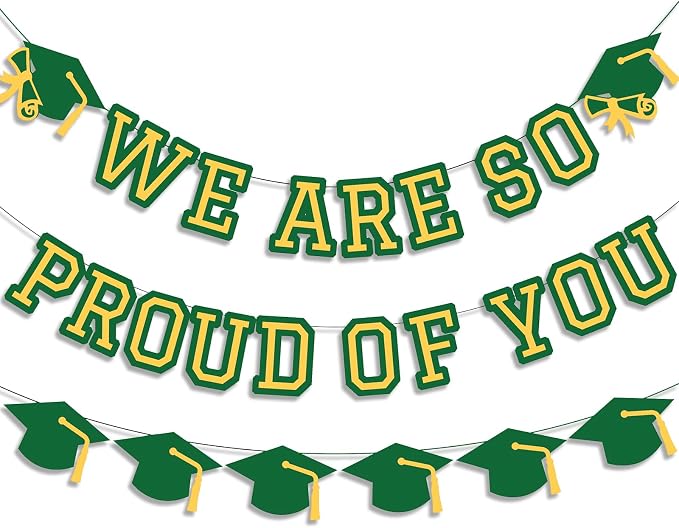 We Are So Proud Of You Banner Graduation Party Decorations Congrats Grad Cap by Unknown