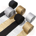 PartyWoo Gold Crepe Paper Streamers 6pcs 492 FT Silver Black Streamers | by PartyWoo
