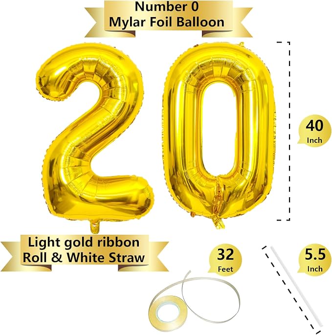 Gold Number Balloons Birthday Balloons - Image 2