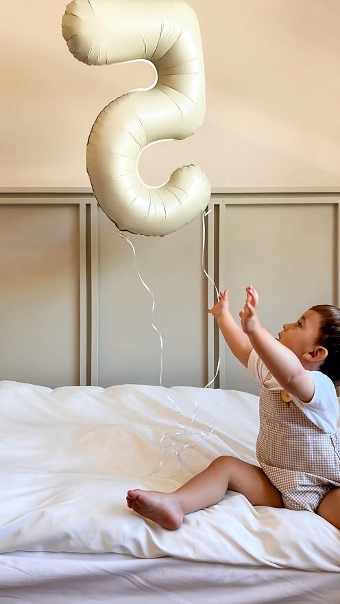 5 Balloon - Cream Birthday Number Balloons, 40 Inch Decorations Men Women | - Image 4
