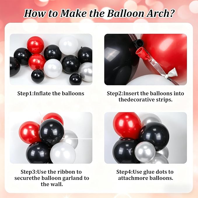 130pcs Red and Black Balloon Arch Kit - Image 3