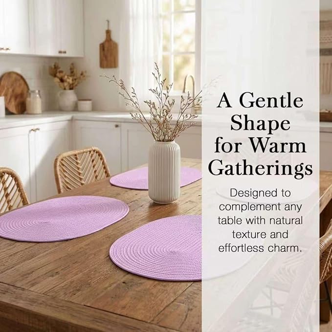 Placemats Set of 6, Woven Oval Braided Dining Table Mats | 12 x 17.5 Inch Size - Image 6