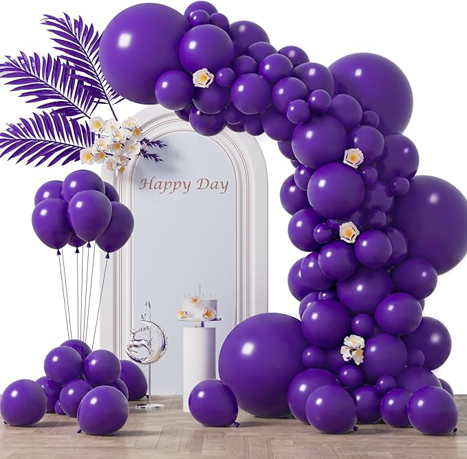 Voircoloria 130pcs Dark Purple Balloons Garland Arch Kit, 18 12 10 5 Inch | by Voircoloria