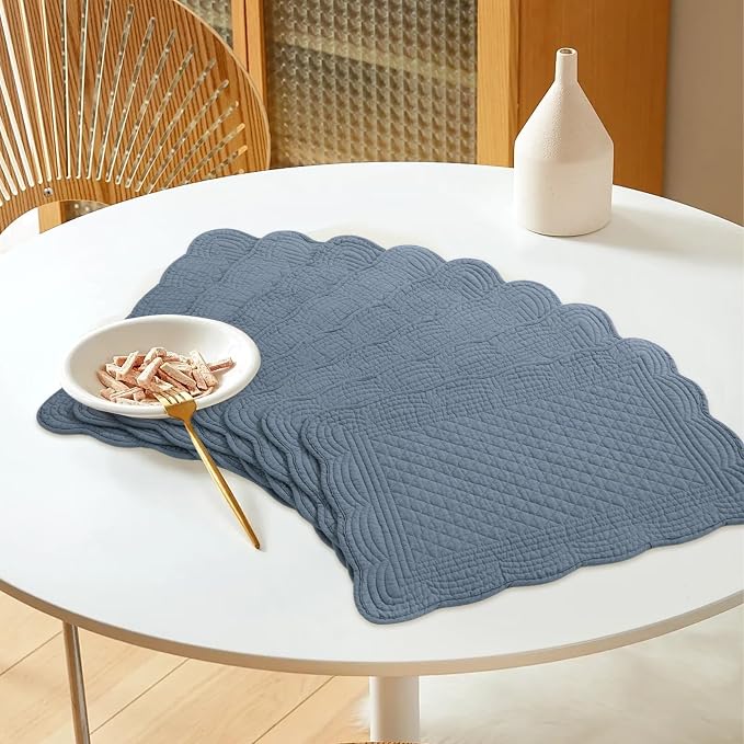 HOMBYS Quilted Placemats Set of 6 Washable-13x18 inches Rectangular Placemats - Image 8