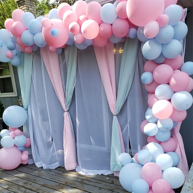 Pink Blue White balloons, 30 Pieces Pastel Pink White Blue Latex Balloons - Image 6