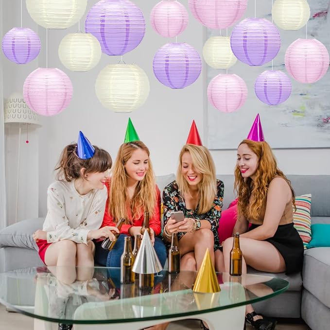 15 Pcs Pink Purple White Paper Lanterns, baby showers, bridal showers, weddings - Image 5
