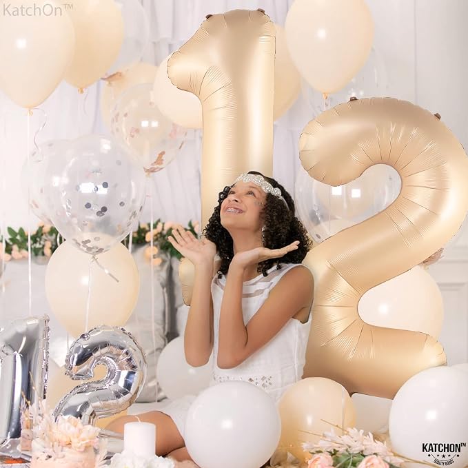 KatchOn Caramel 12 Balloon Number 40 Inch | Caramel Number 12 Balloon - Image 3