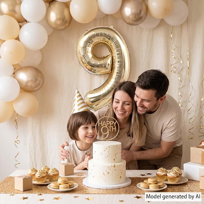 White Gold Number 9 Balloon 40 Inch, Champagne Foil Digit | Stunning White Gold - Image 6