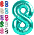 Teal Blue Number 8 Balloon 40 inch, Balloon numbers party supplies, deco photo by Upgesy