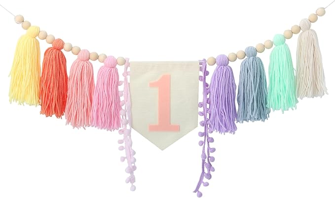 Boho Macaron Handmade Extended 1st Birthday High Chair Banner Wild One First - Image 7