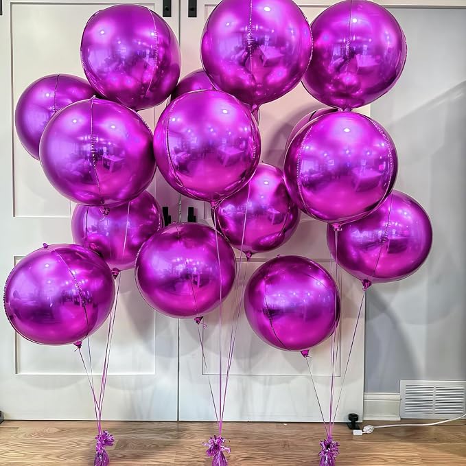 HILAVO 12PCS Hot Pink Round Foil Balloons - Image 5
