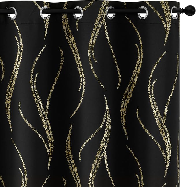 Yakamok Blackout Curtains 84 inch Length Living Room Thermal Insulated Gold by Yakamok