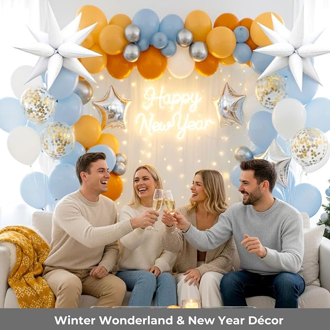 LovesTown 72PCS White Starburst Balloons, Foil Balloons Magic Star Spike Designs - Image 2