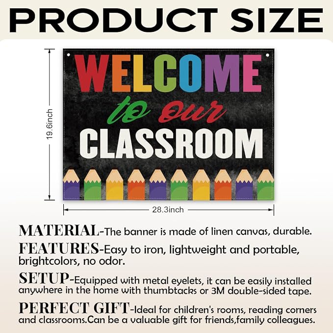 Welcome Decoration for Classroom, Welcome to Our Classroom Banner, Canvas - Image 2