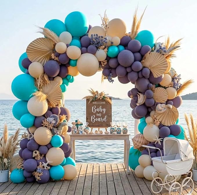 Teal Balloons Turquiose Double Stuffed Balloon Garland Arch Kit Latex Different - Image 6