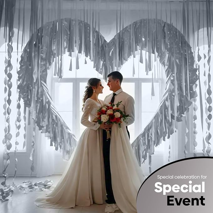 4 Silver Crepe Paper Streamers, 328ft Pack of Party Decorations | Each roll is - Image 7