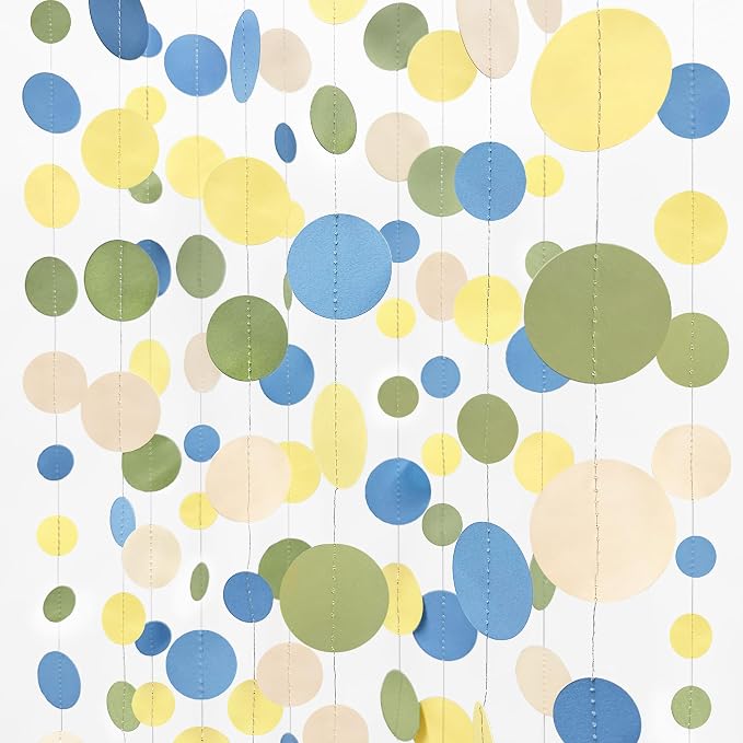 Sage Green Dusty Blue Yellow Beige Polka Dots Garlands Olive Green Macaron - Image 4