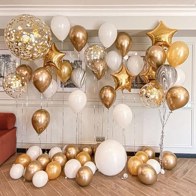 PATYDECRO White and Gold Balloons 50pcs 12 Inch | - Image 6