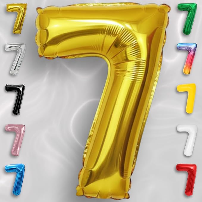 Gold Number Balloon 7 Mylar Foil Balloons 40 inch - Image 5