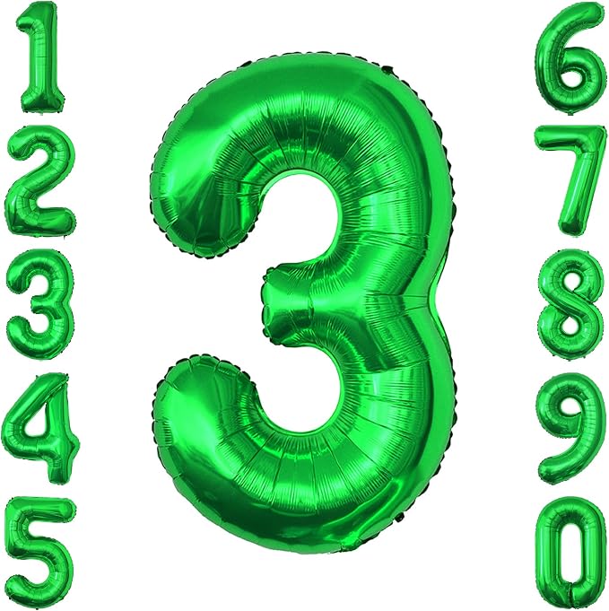 Green Number 3 Balloon 40 Inch, Foil Numeral by Unknown