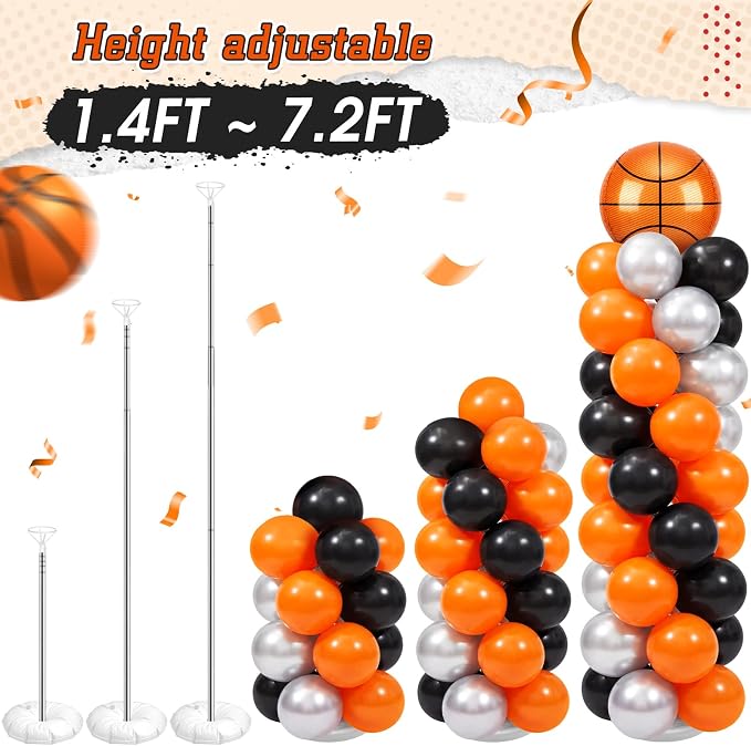 Yalikop 2 Sets Basketball Party Balloon Column Stand Kit - Image 5