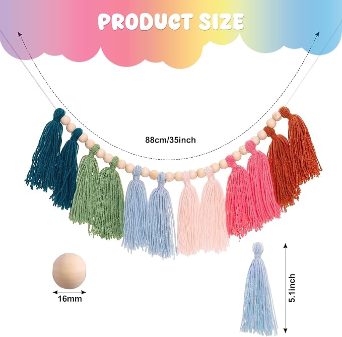 Boho Tassel Garland Yarn Bunting Banner - Image 2