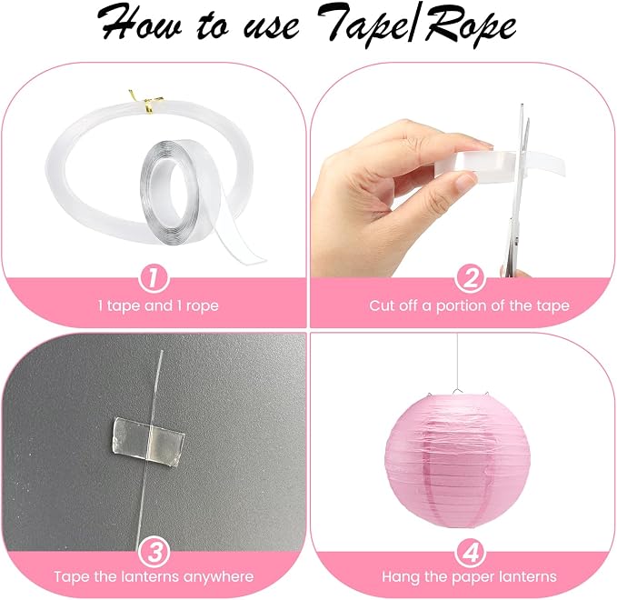 21Pcs Pink Paper Lanterns - Image 3