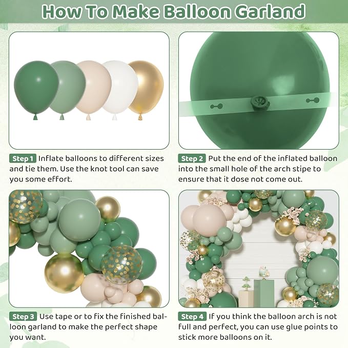 Ouddy Party Sage Green Balloons Arch Garland Kit18 12 10 5 Inch | Different - Image 3