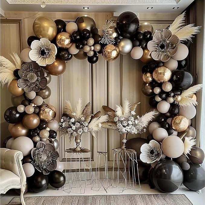 Black Balloons Double Stuffed Balloon Garland Arch Kit Latex Different Size - Image 7