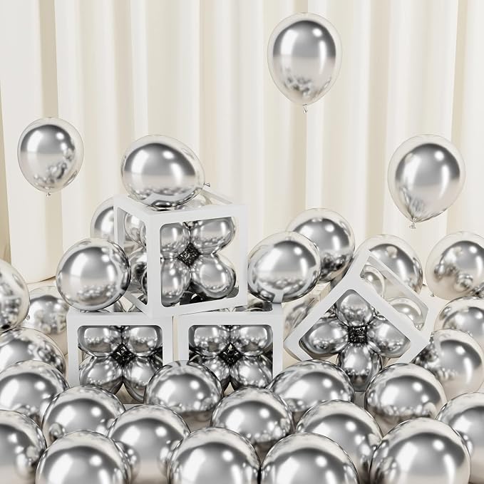 FOTIOMRG 120pcs 5 inch Metallic Silver Balloons | Birthday, Graduation by FOTIOMRG