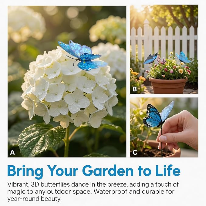 30PCS Blue Butterfly Decorations Artificial Garden Stakes - Image 7