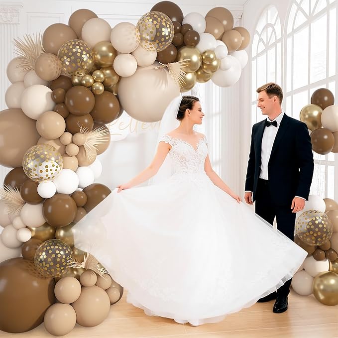 152Pcs Brown Balloons Arch Kit Different Size | Beige Nude Sand White Metallic - Image 3