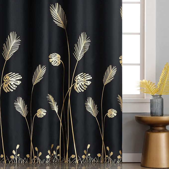 Room Divider Curtain for Sliding Glass Door 120W x 84L Inch Gold Palm Tree - Image 3