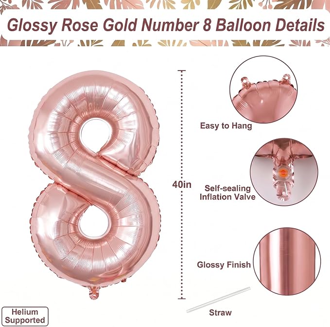 Rose Gold Number 18 Balloon 40 Inch, Shiny Foil - Image 4