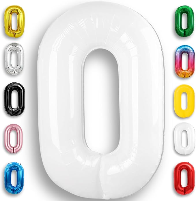 White Number Balloon 0 Mylar Foil Balloons 32 inch by Unknown