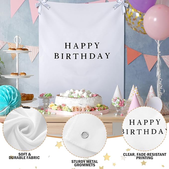 Oudain 29×39 Inch Happy Birthday Burlap Banner, Fabric Party Decorations - Image 5