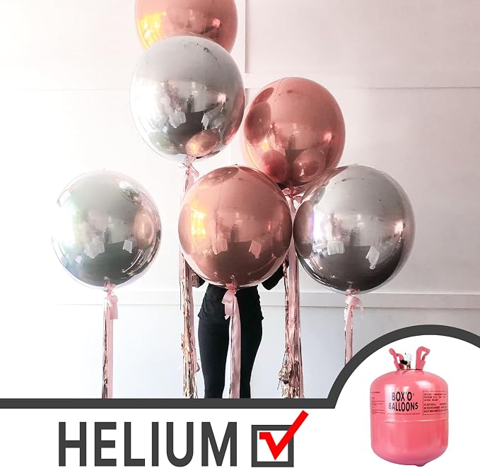 PartyWoo Metallic Silver Large Round Giant Foil 4D Balloons 6pcs 32 Inch | 32 - Image 3