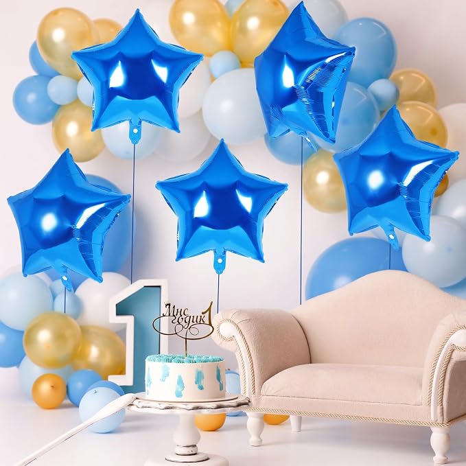 20 Pcs Star Balloons, 18 Inch Blue Star Foil Balloons, Stars Shaped Balloon - Image 3