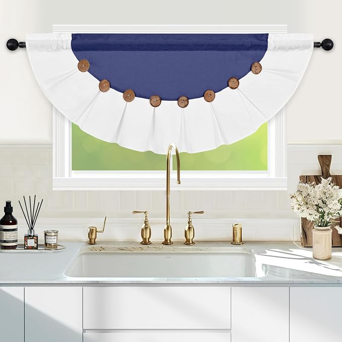 Farmhouse Valance Curtains, Boho Cotton Linen Kitchen Valance, Country Rod - Image 2