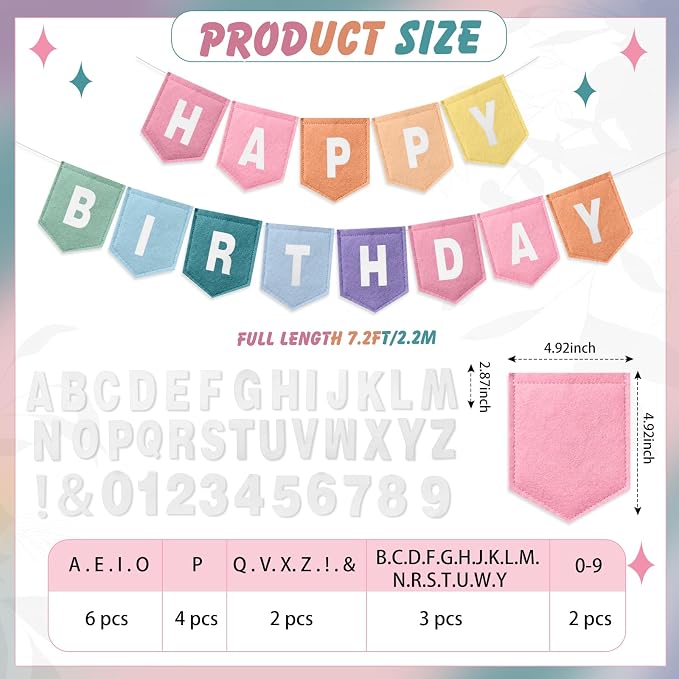 Hahafelt 131 Pcs Felt DIY Custom Banner Kit, Make Your Own Personalized Banner - Image 2