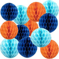 Orange and Blue Rainbow Paper Honeycomb Balls, 6 and 10 inch Hanging Tissue by Unknown