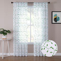 Tollpiz Leaves Sheer Curtain Green Leaf Embroidery Bedroom Curtains Rod Pocket by Tollpiz