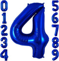 Navy Blue 4 Balloon Number, 40 Inch Number 4 Balloon Big Dark Blue 4 Foil Mylar by BBPOOL